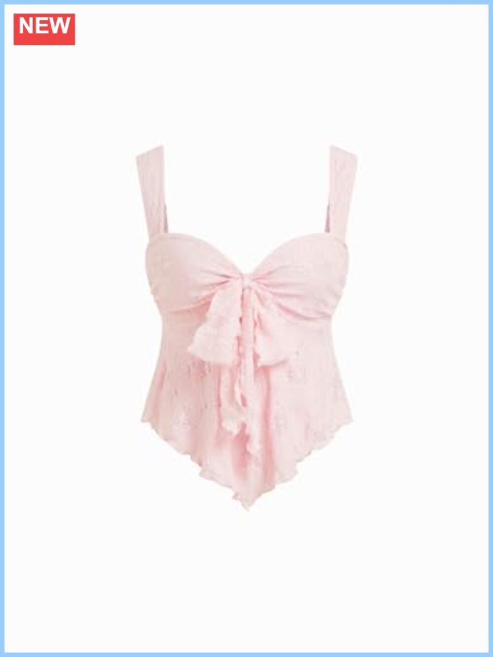 Lace Mesh Floral Babydoll Tank Top with Bow Tie, Crop Top for Women